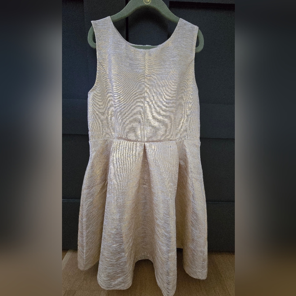 Nordstrom Girls' Gold Thread and Cream Textured Dress
